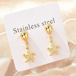 Золотой Звезда 304 из нержавеющей стали мотаться серьги стержня, золотые, 28x11 мм