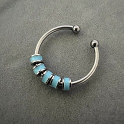 Светло-Голубой 304 эмалированный диск из нержавеющей стали с регулируемыми открытыми кольцами, снять беспокойство манжеты кольца, цвет нержавеющей стали, Небесно-голубой, внутренний диаметр: регулируемый