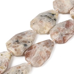 Солнечный Камень Натуральный Sunstone бисер пряди, Грановитая Teardrop, 36~40x24~26x9.5~10.5 мм, отверстие : 2 мм, около 9 шт / нитка, 14.96'' (38 см)