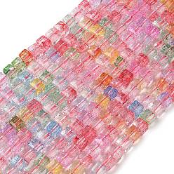 (52) Непрозрачная лаванда Гальванические стекляныне бусины, имитация нефрита, кубические, с покрытием AB цвета, граненые, разноцветные, 6x6x6 мм, отверстие : 1.4 мм, около 66 шт / нитка, 15.16'' (38.5 см)