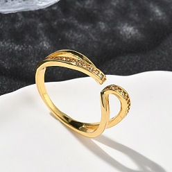 Настоящее золото 18K Латунные микро проложить манжеты кольца кубического циркония, долговечный, стойки покрытие, без свинца и без кадмия, реальный 18 k позолоченный, размер США 7 1/4 (17.5 мм)