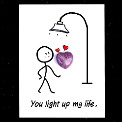 Лепидолит Украшения в форме сердца из натурального лепидолита, с бумажными карточками, фигурка для украшения дома, энергетический камень рейки для исцеления, 15 мм