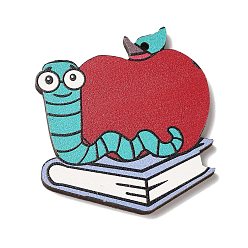 Яблоко Подвески из дерева с цветной печатью, канцтовары, яблоко, 38x31x2.5 мм, отверстие : 1.5 мм