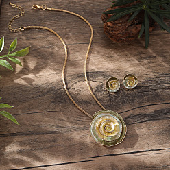 Белый Навахо Комплекты из серег-гвоздиков и ожерелий с эмалью из сплава для женщин, цветок, навахо белый, 420 мм