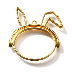 Золотой Подвески из сплава с вращающейся оправой и открытым задним безелем в виде кролика, для diy уф смолы, эпоксидная смола, без кадмия, без никеля и без свинца, золотые, 35x33.5x3.5 мм, отверстие : 1.4 мм