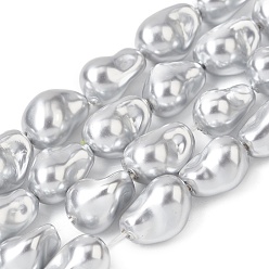 Гейнсборо Нити бусин из гальванизированного непрозрачного стекла, имитирующие жемчуг, самородки, светло-серые, 15x11x10 мм, отверстие : 1 мм, около 26 шт / нитка, 15.35'' (39 см)