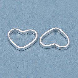Посеребрённый Латунные соединительные колечки, долговечный, сердце, 925 серебро покрытием, 8x8x1 мм, внутренний диаметр: 7x6 мм