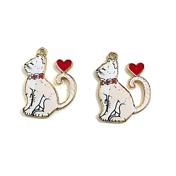 Белый Подвески из эмали и сплава, кошка с сердцем, платина, белые, 25 мм