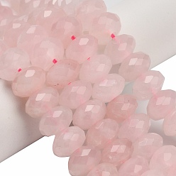 Розовый Кварц Природного розового кварца нитей бисера, рондель, граненые, 11~12x8~8.5 мм, отверстие : 1.6 мм, около 47~48 шт / нитка, 15.24~15.75 дюйм (38.7~40 см)