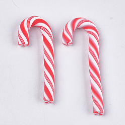 Красный Бусины из полимерной глины , без отверстия , рождественская палочка, красные, 41~52x14~20x5 мм