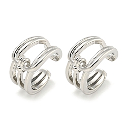 Платина Латунь манжеты серьги, платина, 13x7.5 мм