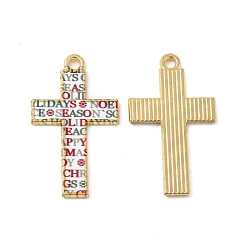 Слово Подвески в стиле мозаики из сплава золотого тона, с эмалью, без кадмия, без никеля и без свинца, крест очарование, слово, 29x17x1.5 мм, отверстие : 1.8 мм