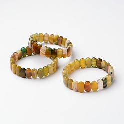Gelb-grün Natürliche Achat Perlen Stretch-Armbänder, ellipsenförmige, gelb-grün, (2-1/4 Zoll) 56~58 mm