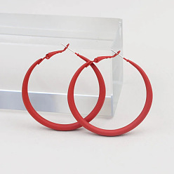 (123L) Белый крем непрозрачный блеск Серьги-кольца из сплава, окрашенные распылением, с 925 штырями стерлингового серебра, серебряные, огнеупорный кирпич, 50 мм