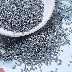 (RR489) Opaque Light Smoke Ceylon AB MIYUKI Round Rocailles Beads, Japanese Seed Beads, 11/0, (RR489) Opaque Light Smoke Ceylon AB, 2x1.3mm, Hole: 0.8mm, about 5500pcs/50g