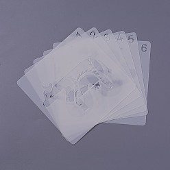 White Kids Cartoon Plastic Hollow Drawing Stencil, Reusable Drawing Template For Kids DIY Scrapbooking, School Projects, White, 13x13x0.03cm, about 6pcs/set