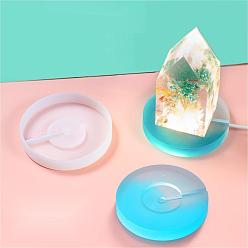 Белый Плоские круглые светодиодные художественные световые дисплеи diy силиконовые формы, формы для литья смолы, для уф-смолы, изготовление изделий из эпоксидной смолы, белые, 82.5x13 мм