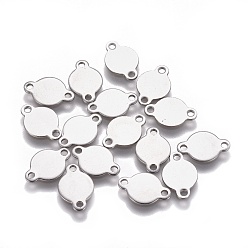 Нержавеющая Сталь Цвет Не тускнеют 304 соединители из нержавеющей стали, плоско-круглые, цвет нержавеющей стали, 8x12x0.7 мм, отверстие : 1.4 мм