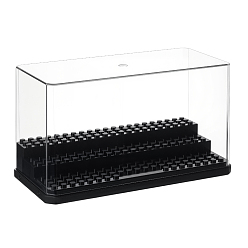 Черный 3-ярусные акриловые витрины для минифигурок, пыленепроницаемая коробка дисплея строительного блока, для хранения игрушек с фигурками, прямоугольные, чёрные, 18.2x9.2x10.3 см