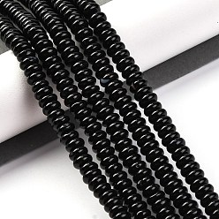 (946F)Морозный цвет внутри  Жонкиль / Непрозрачная зеленая подкладка Бусины из натурального черного агата (окрашенные и нагретые), рондель, 6.5x3 мм, отверстие : 0.8 мм, около 128 шт / нитка, 14.76'' (37.5 см)