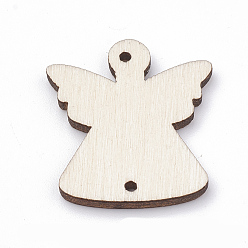 Blanched Almond Undyed Wood Pendants, Mixed Shape, Christmas Style, Blanched Almond, 25.5~30x17.5~29x2.5~3mm, Hole: 1~2mm