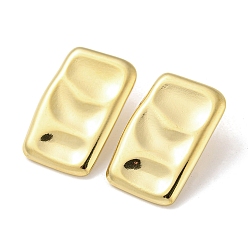Real 14K Gold Plated 304 Stainless Steel Stud Earrings, Rectangle, Real 14K Gold Plated, 30x19mm