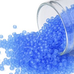 (3LF) Very Light Sapphire Transparent Matte TOHO Round Seed Beads, Japanese Seed Beads, (3LF) Very Light Sapphire Transparent Matte, 11/0, 2.2mm, Hole: 0.8mm, about 50000pcs/pound