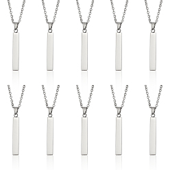 Нержавеющая Сталь Цвет 10 шт. 201 прямоугольные кулоны из нержавеющей стали, не тускнеет, цвет нержавеющей стали, 20.08 дюйм (51 см)