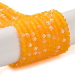 Оранжевый Стеклянные бусины, имитация нефрита , с половинным покрытием ab цвета, граненые, матовые, рондель, оранжевые, 2.9~3.3x2 мм, отверстие : 0.7 мм, около 135~140 шт / нитка, 32~34 см
