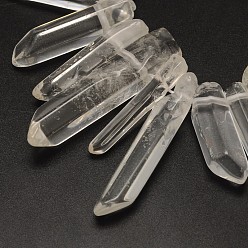 Quartz Crystal Natural Quartz Crystal Nuggets Bead Strands, 20~54x5~10mm, Hole: 1mm, about 14.5 inch