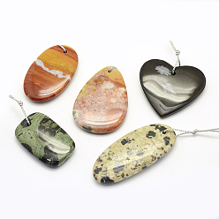 Смешанные камни Природные каменные смешанные подвески, разнообразные, 30~66x18~52x3~14 мм, отверстие : 2 мм