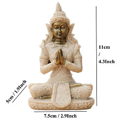 Bisque Resin Buddha Statue, for Zen Home Office Feng Shui Ornament, Bisque, 75x50x110mm
