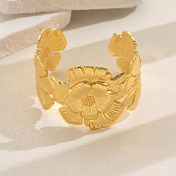 Золотой Роскошный латунный браслет-манжета с цветком для вечеринок и мероприятий, золотые, внутренний диаметр: 2-1/2 дюйм (6.5 см)