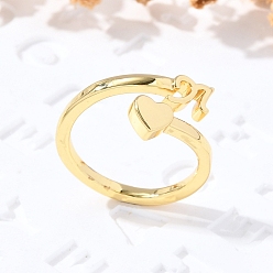 Letter H Латунные кольца-манжеты для женщин, буквы, Письмо ч, внутренний диаметр: 15.6 мм