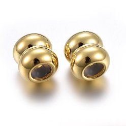 Золотой 201 из нержавеющей стали бусы, с резиной внутри, ползунки, колонка, золотые, 9x9 мм, отверстие : 4.5 мм, резиновое отверстие: 2 мм