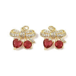 Настоящее золото 18K Латунные микро проложить кубического циркония подвески, вишня, со стеклом, без свинца и без кадмия, долговечный, стойки покрытие, с целью перехода в кольце, реальный 18 k позолоченный, 16.5x19x5 мм