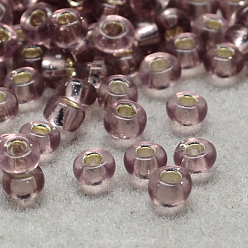 Розово-Коричневый Fgb 6/0 круглый стеклянный бисер класса А, серебряная линия, розово-коричневый, 6/0, 4x3 мм, отверстие : 1 мм, Около 4500 шт / фунт