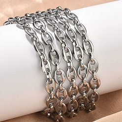Нержавеющая Сталь Цвет 304 из нержавеющей стали ссылка браслеты, кофейный боб, цвет нержавеющей стали, 7.09 дюйм (18 см)