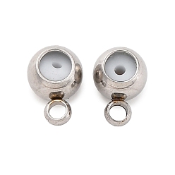 Нержавеющая Сталь Цвет 304 дуги из нержавеющей стали, с резиновой заглушкой, круглые, цвет нержавеющей стали, 5.5x4x3.5 мм, Отверстие : 0.8 мм & 1.2 мм