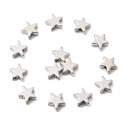 Real Platinum Plated SHEGRACE Brass Beads, Star, Cadmium Free & Nickel Free & Lead Free, Real Platinum Plated, 8x8.5x3.5mm, Hole: 1~1.4mm