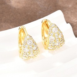 Настоящее золото 18K Серьги-кольца из латуни С-образной формы с микропаве из прозрачных кубических цирконий, без свинца и без кадмия, долговечный, стойки покрытие, реальный 18 k позолоченный, 17x18x10.5 мм