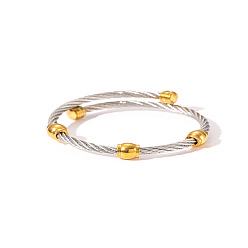 Золотой & Цвет Нержавеющей Стали 304 браслеты из нержавеющей стали, браслеты из витой веревки, золотые и нержавеющая сталь цвет, внутренний диаметр: 2-3/8 дюйм (6 см)