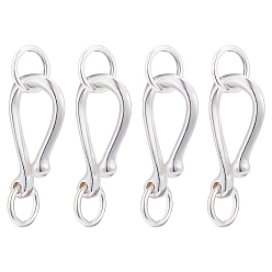 Серебро 4 наборы 925 застежки в форме буквы S из стерлингового серебра, s-крючки, серебряные, 15x8 мм, отверстие : 4~4.5 мм