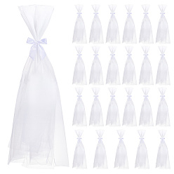 White DIY Party Decoration Kits, including 24Pcs Nylon Mesh Fabric, 1 Roll Single Face Satin Ribbon, White, 2400x240~260x0.2mm