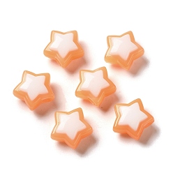 Orange Imitation Jelly Transparent Acrylic Beads, Two Tone, Star, Orange, 17x18x3mm, Hole: 3.5mm, 20pcs/set