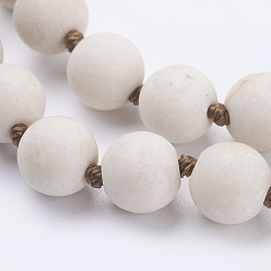 Fossil Natural Fossil Beaded Necklaces, Frosted, Round, 36 inch(91.44cm)