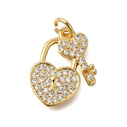 Lock Стойка металлическая латунная микропрофилированная кубическая циркония подвески, долговечный, без свинца и без кадмия, настоящие 18k позолоченные подвески, с целью перехода в кольце, запирать, 17x13x2 мм, отверстие : 3 мм