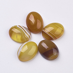 Dark Khaki Natural Agate Cabochons, Dyed  & Heated, Oval, Dark Khaki, 16~16.5x12~12.5x6mm