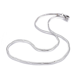 Нержавеющая Сталь Цвет Не тускнеет 304 плоские ожерелья из нержавеющей стали в виде змейки, с карабин-лобстерами , , цвет нержавеющей стали, 16.93 дюйм (43 см), 2.5 мм