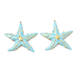 Морская звезда Океан 304 большие подвески из нержавеющей стали с эмалью, вакуумное покрытие pvd, реальный 18 k позолоченный, прелести морская звезда, 54.5x56.5x6 мм, отверстие : 1.8 мм